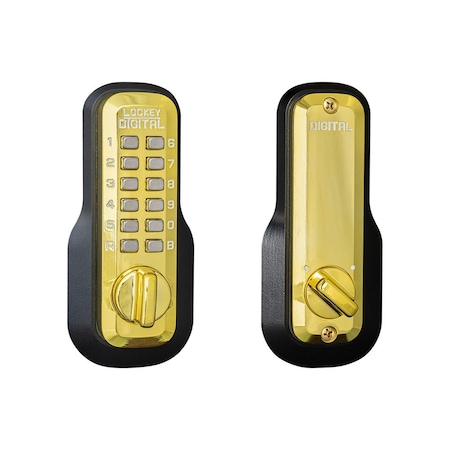 Lockey Usa Mechanical Keyless Deadbolt, Single Sided, M210, Bright Brass M210BB